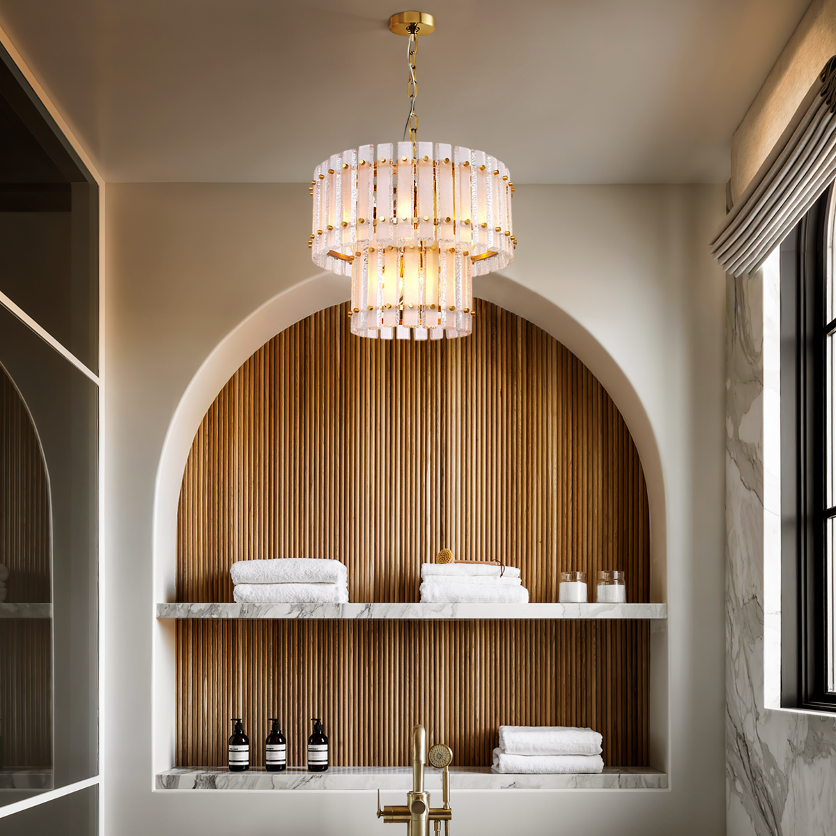 Mara Classical Round Glass Chandelier-Fullstarlighting