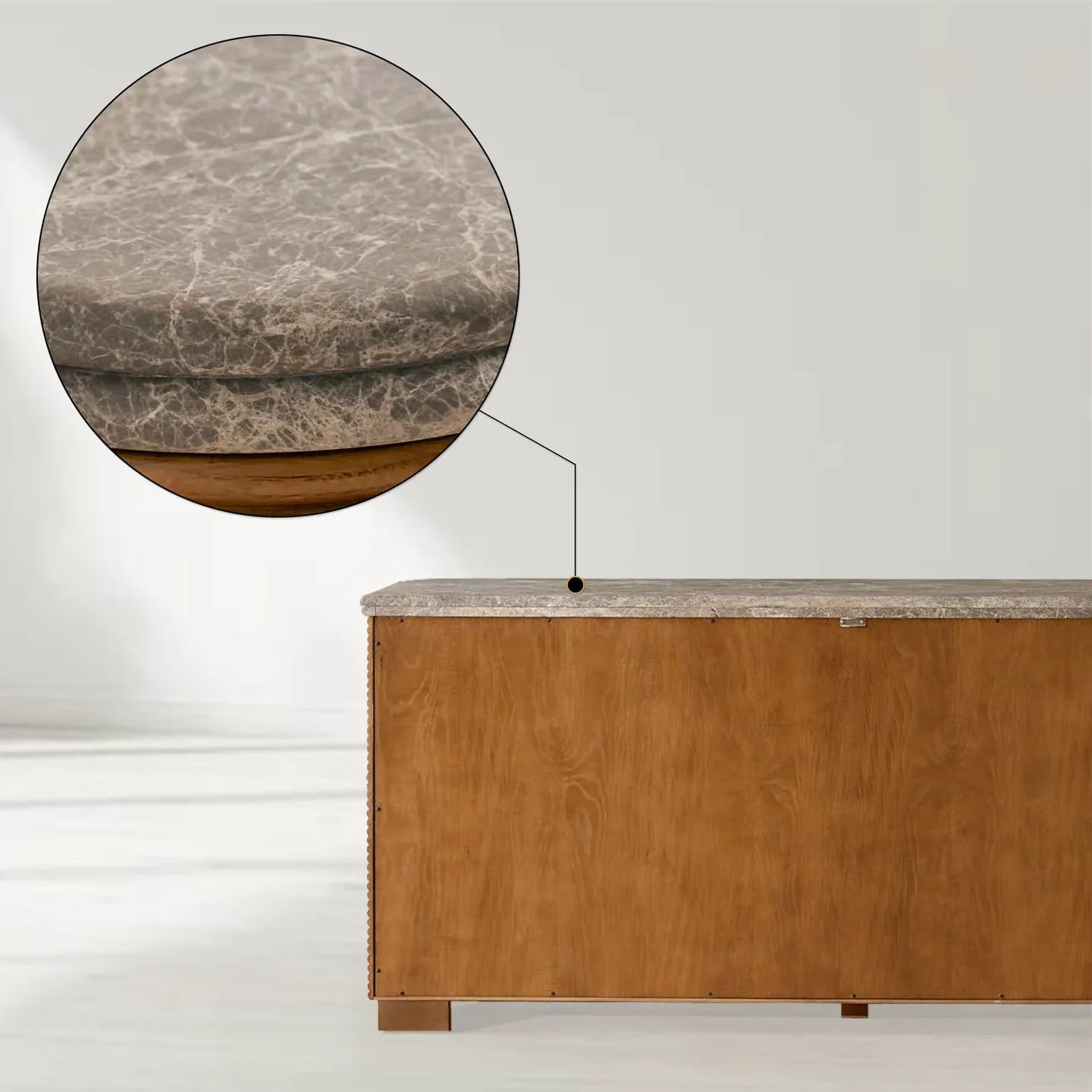Kensley 4-Door Sideboard, Grey Emperador Marble