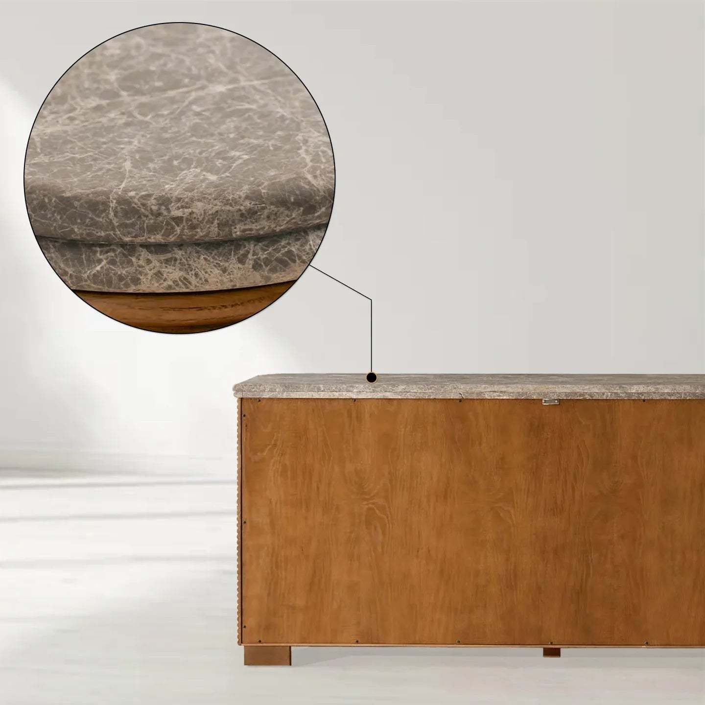 Kensley 4-Door Sideboard, Grey Emperador Marble