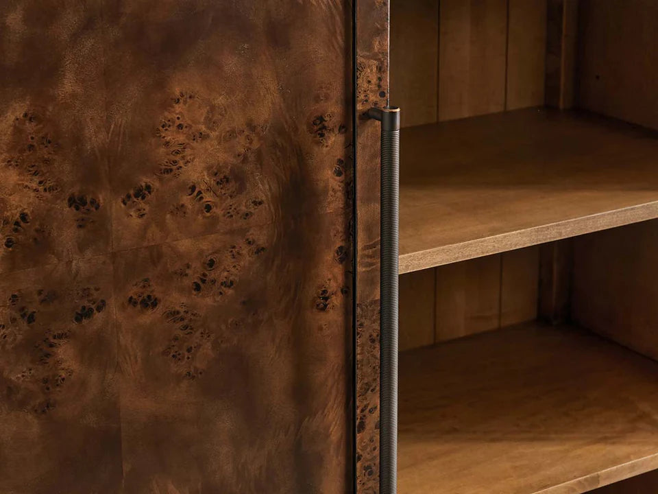 Hattie Burl Tall Cabinet Living Room Natural Wood Grain Storage Cabinet-Fullstarlighting