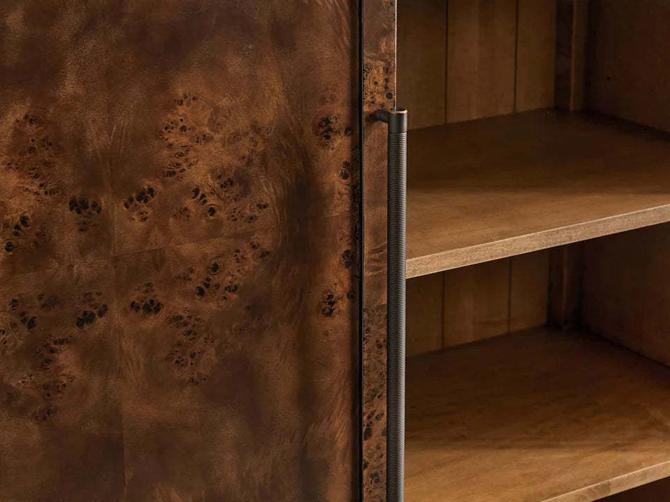 Hattie Burl Tall Cabinet Living Room Natural Wood Grain Storage Cabinet-Fullstarlighting