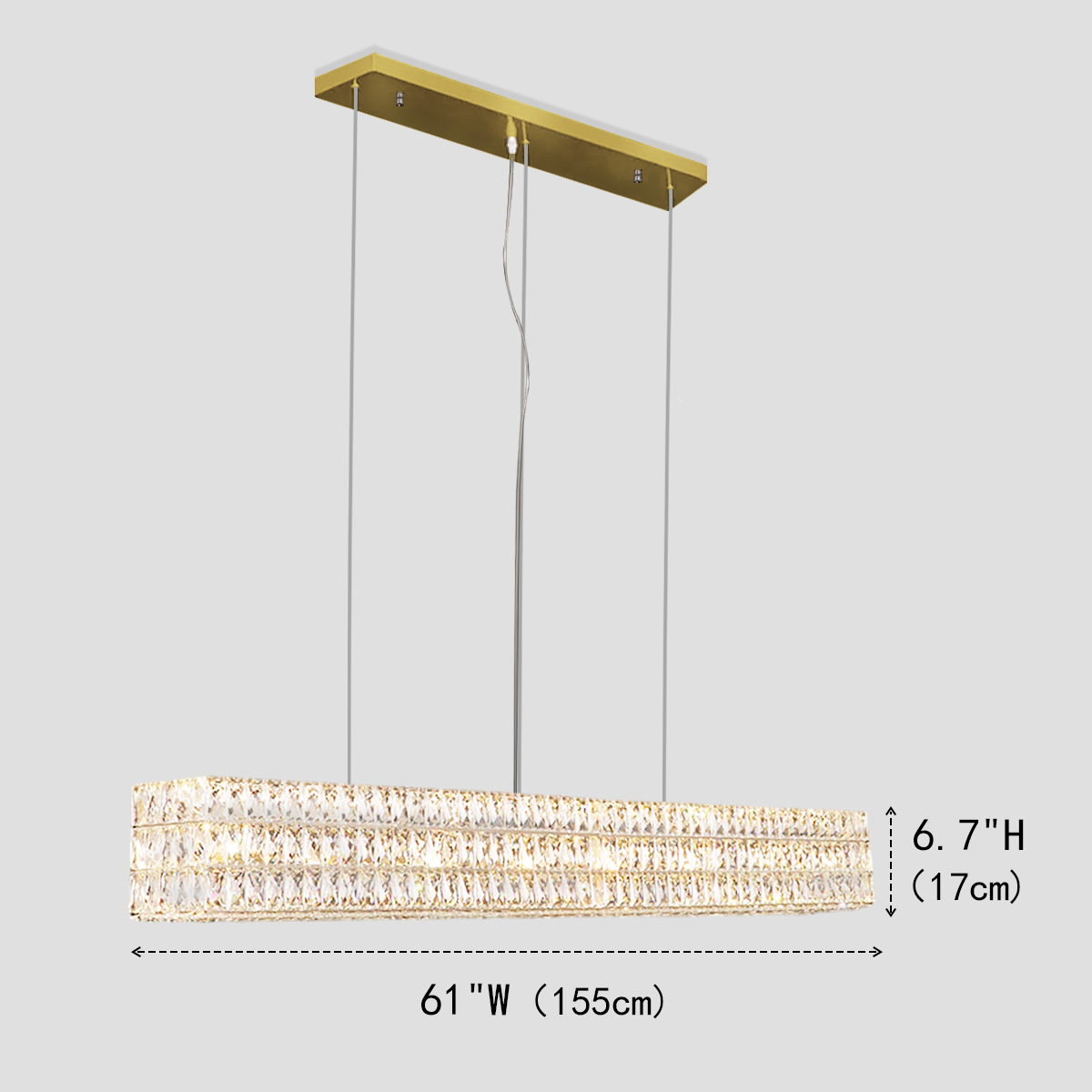 Gadsden Halo Rectangular Crystal Chandelier-Fullstarlighting