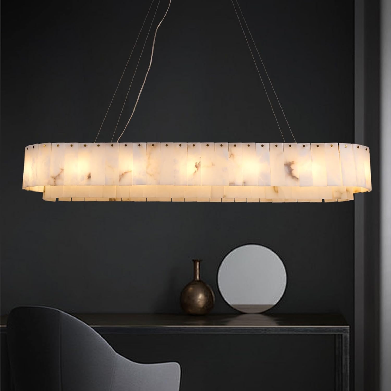 Sawyer Alabaster Round/Rectangle Chandelier-Fullstarlighting