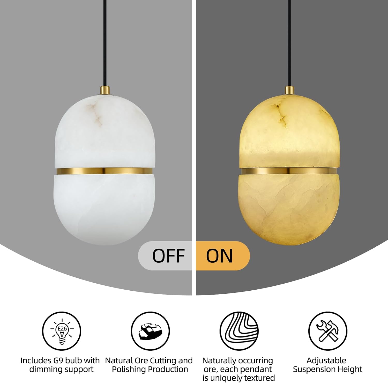 Capsule/Bilayer/Raindrop Type Alabaster Marble Modern Pendant for All Scene-Fullstarlighting