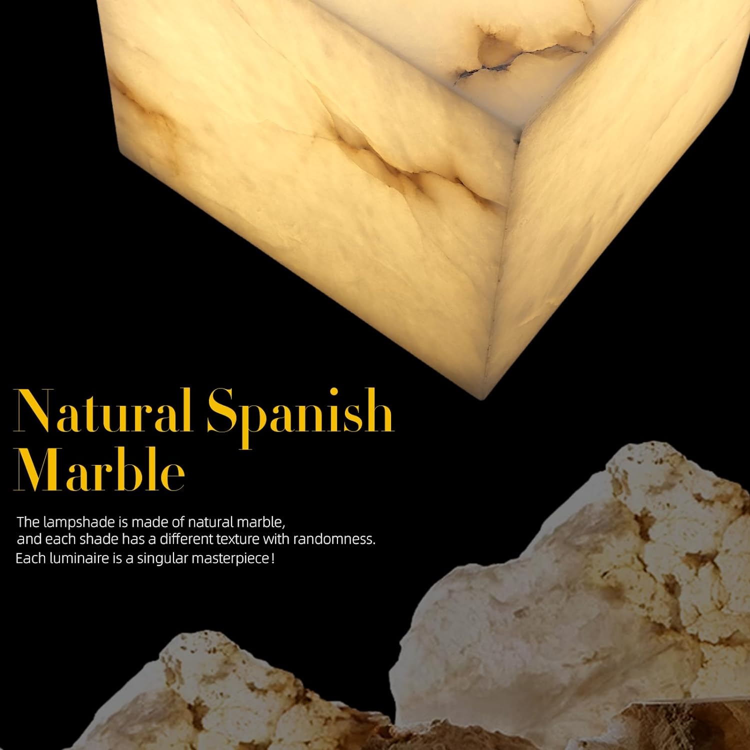 Square Cube Alabaster Pendant Lights-Fullstarlighting