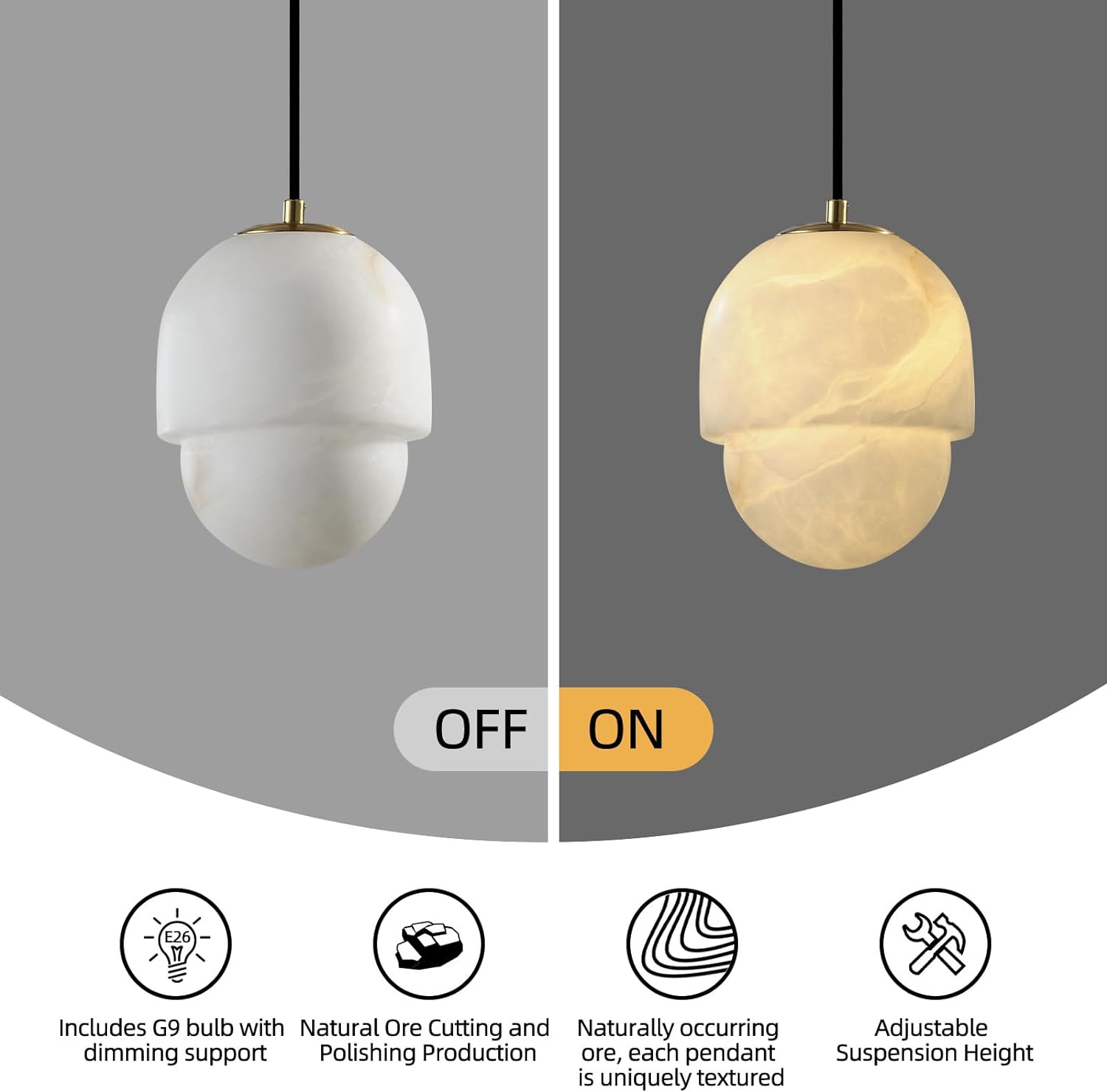 Capsule/Bilayer/Raindrop Type Alabaster Marble Modern Pendant for All Scene-Fullstarlighting