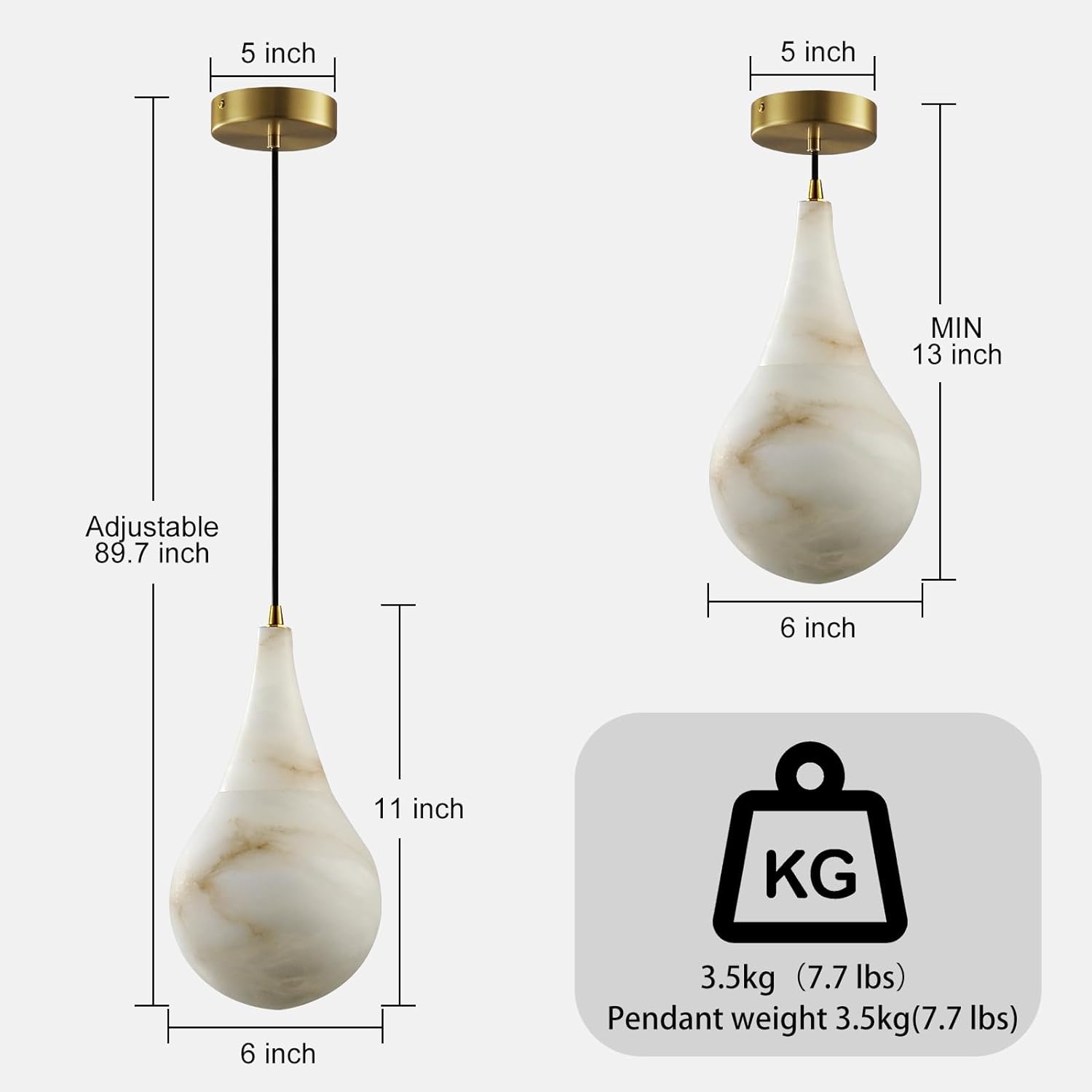 Capsule/Bilayer/Raindrop Type Alabaster Marble Modern Pendant for All Scene-Fullstarlighting
