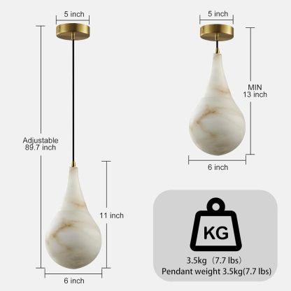 Capsule/Bilayer/Raindrop Type Alabaster Marble Modern Pendant for All Scene-Fullstarlighting