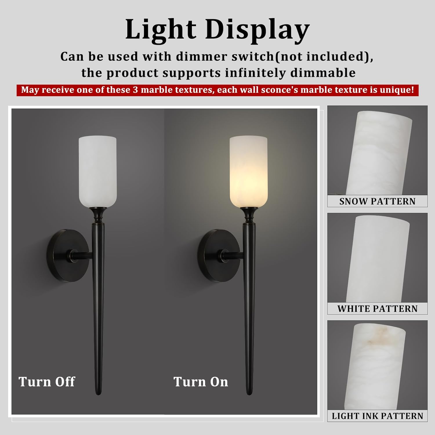 Alabaster 1head Brass/Black Strip Wall Sconce for All Scene 21.6"-Fullstarlighting
