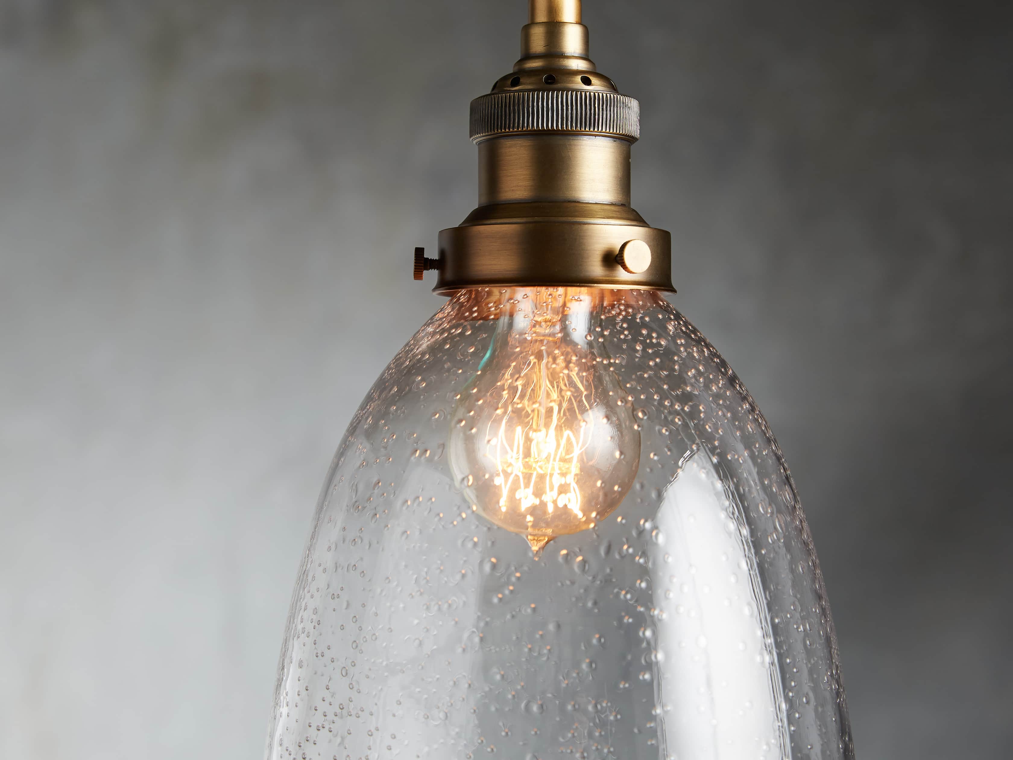 Industrial Cloche Pendant in Antiqued Brass