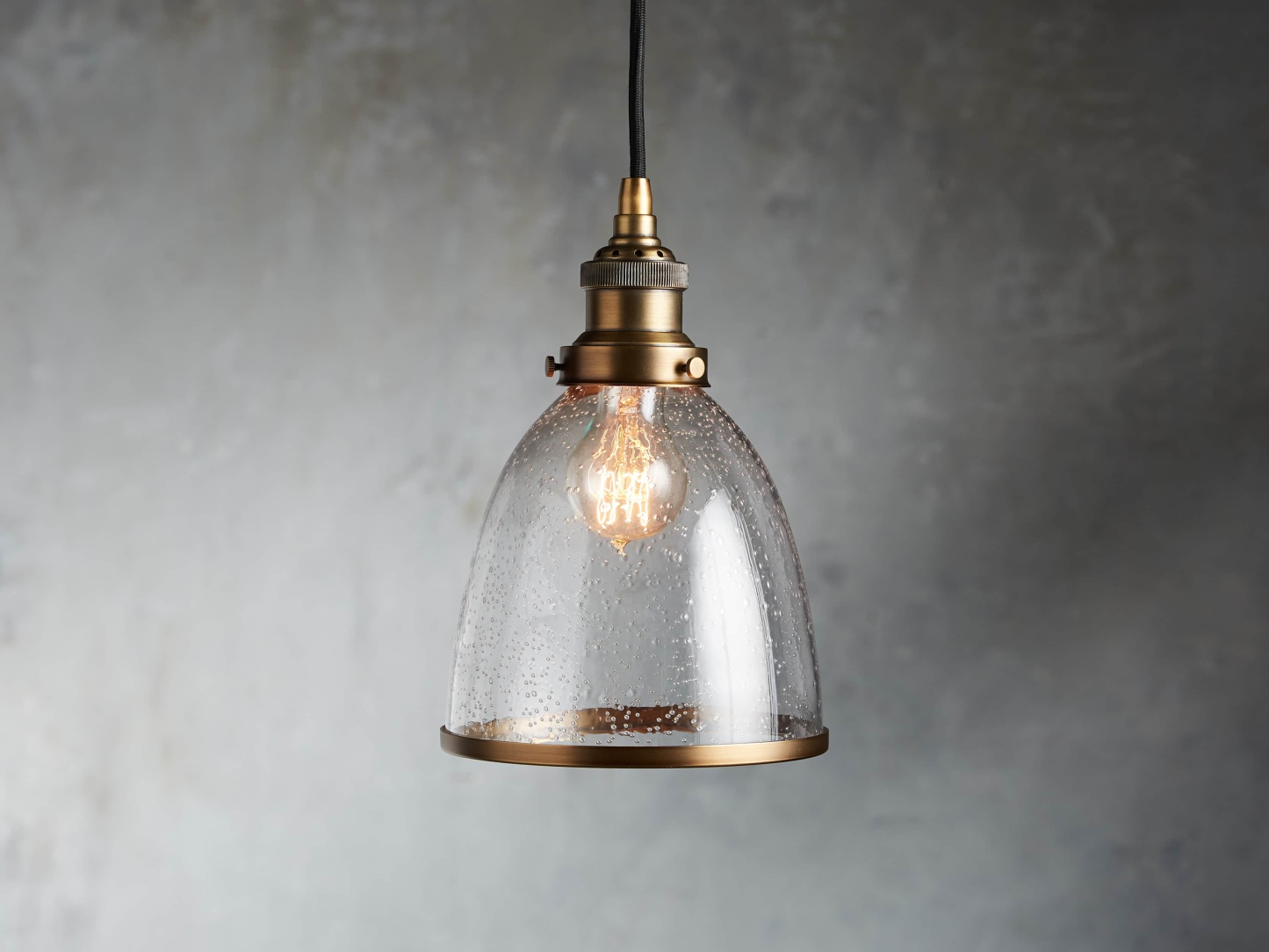 Industrial Cloche Pendant in Antiqued Brass
