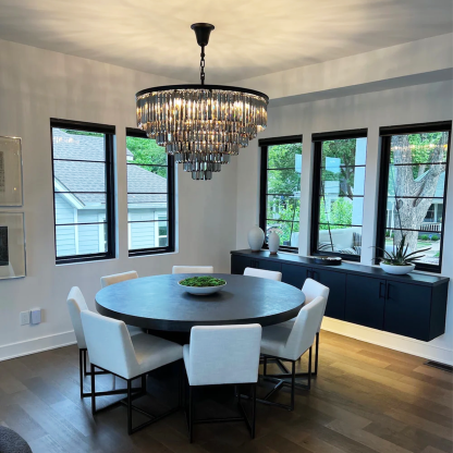 Olmavor 1920s-Style Multi-Tier Clear/Smoke Crystal Round Chandelier