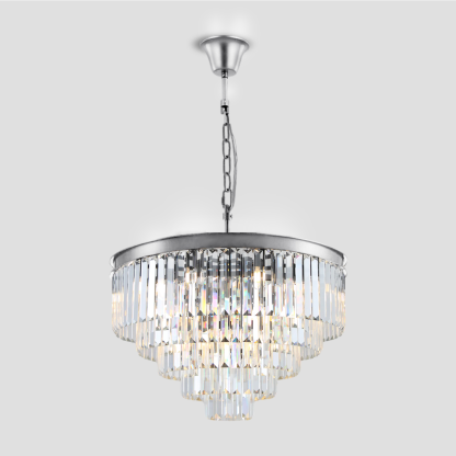 Olmavor 1920s-Style Multi-Tier Clear/Smoke Crystal Round Chandelier
