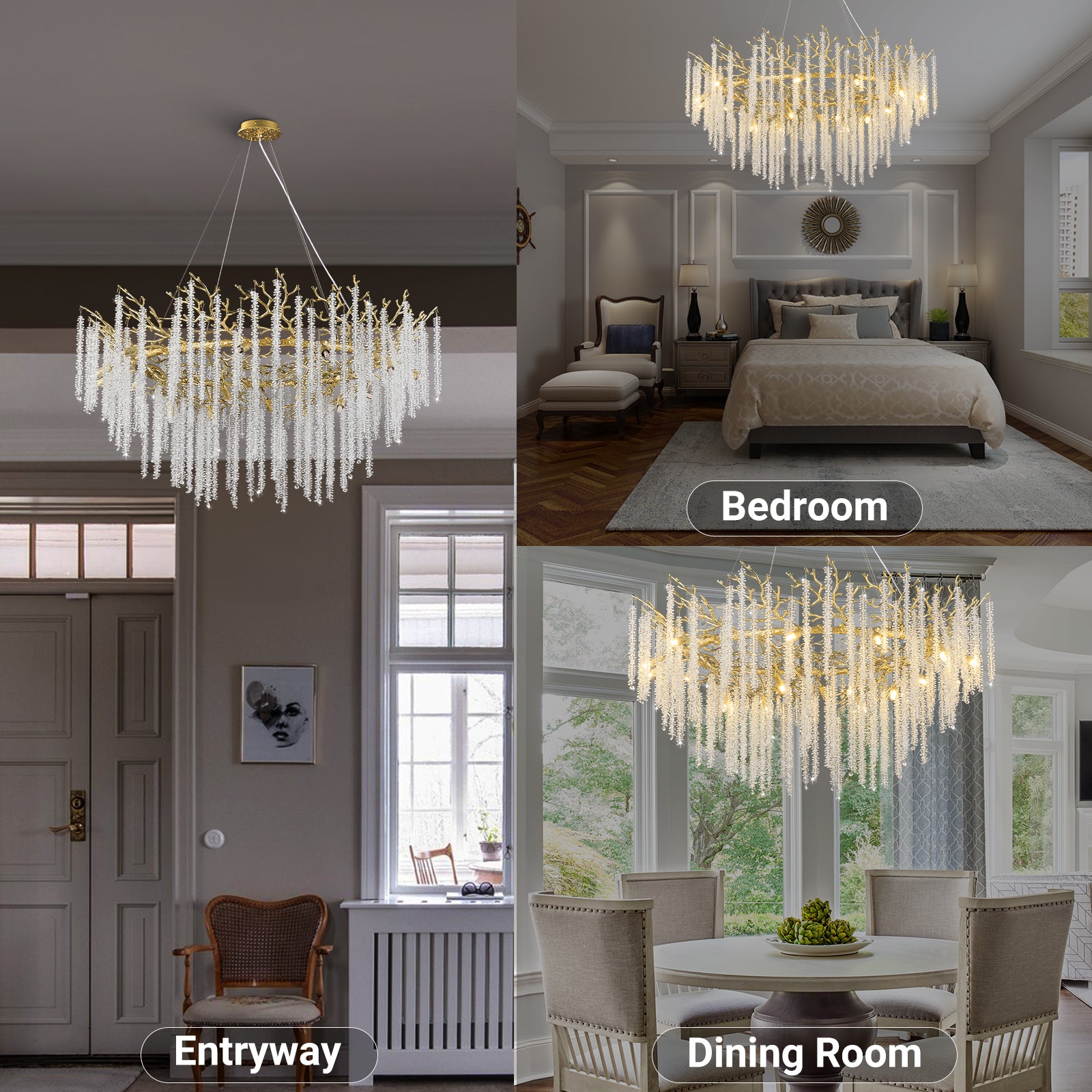 Snow Tree Branch Gold/Silver Chandelier 47''-Fullstarlighting