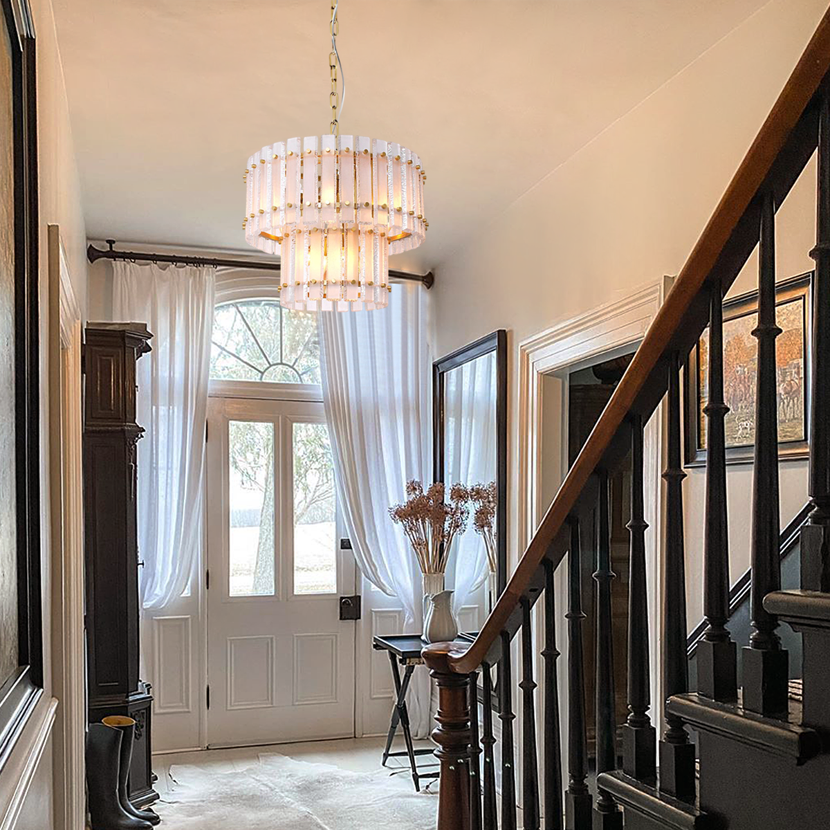 Mara Classical Round Glass Chandelier-Fullstarlighting
