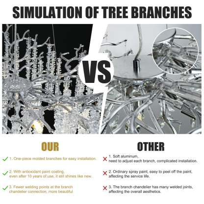 Snow Tree Branches Linear Chandelier for All Rooms 55''-Fullstarlighting