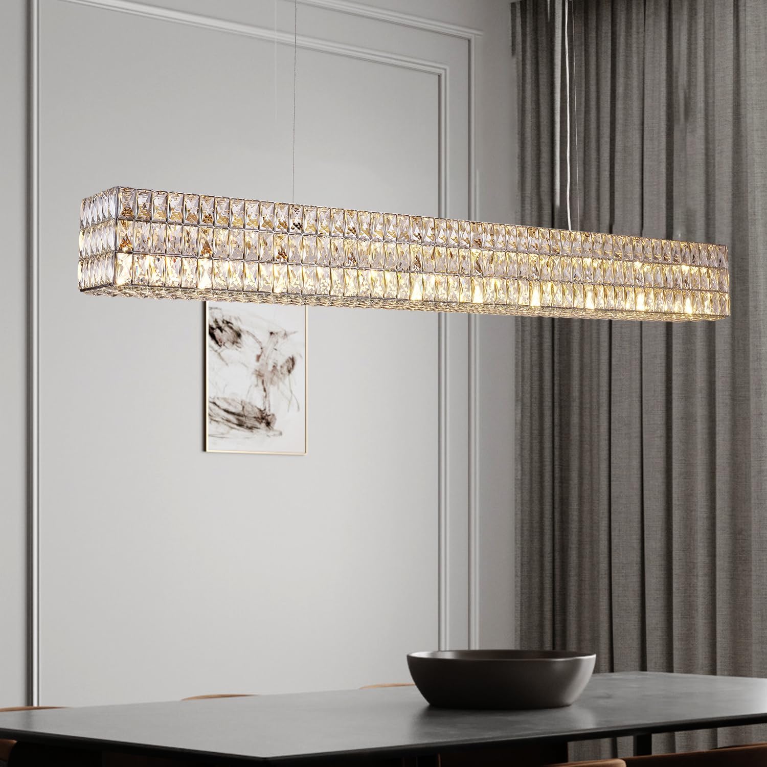 K9 Crystal Round/Rectangular Chandelier 32" 61"-Fullstarlighting