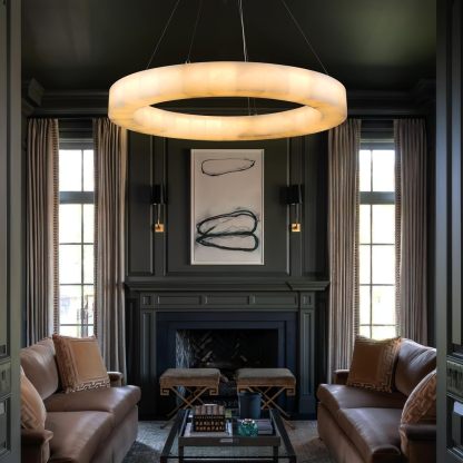 Alabaster Ring Chandelier 30"-Fullstarlighting