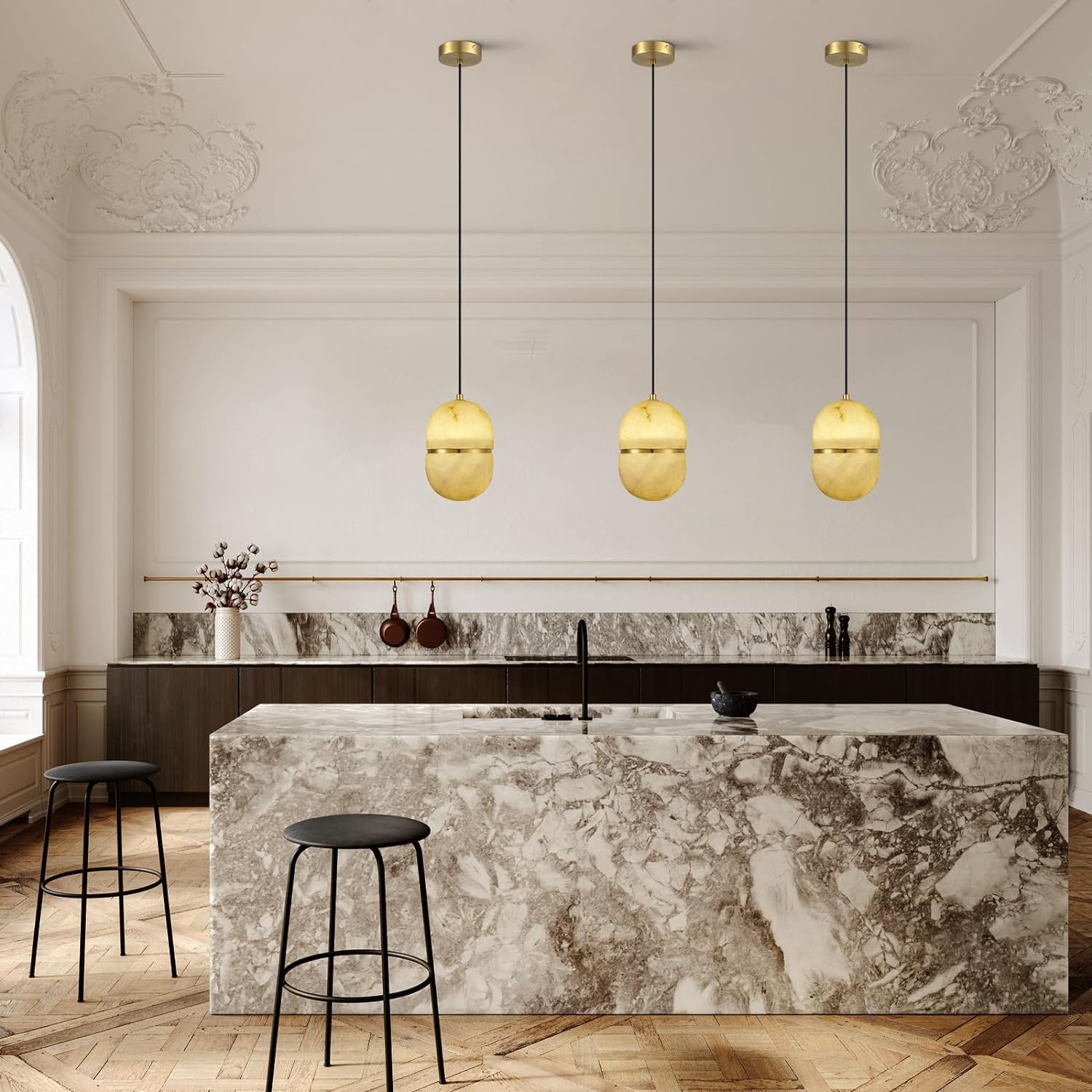 Capsule/Bilayer/Raindrop Type Alabaster Marble Modern Pendant for All Scene-Fullstarlighting