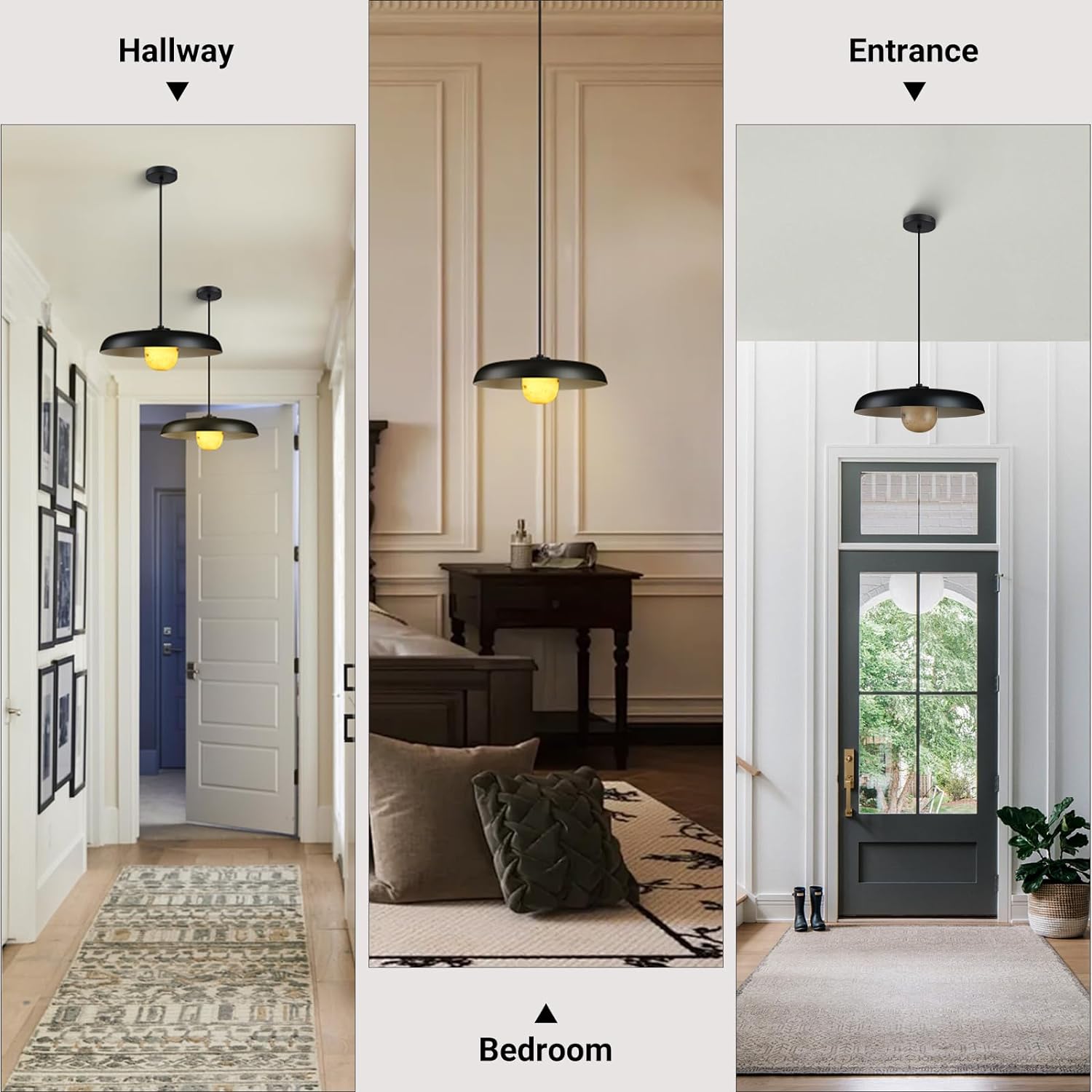 Alabaster Marble Black Lampshade Pendant Lights for All Rooms-Fullstarlighting