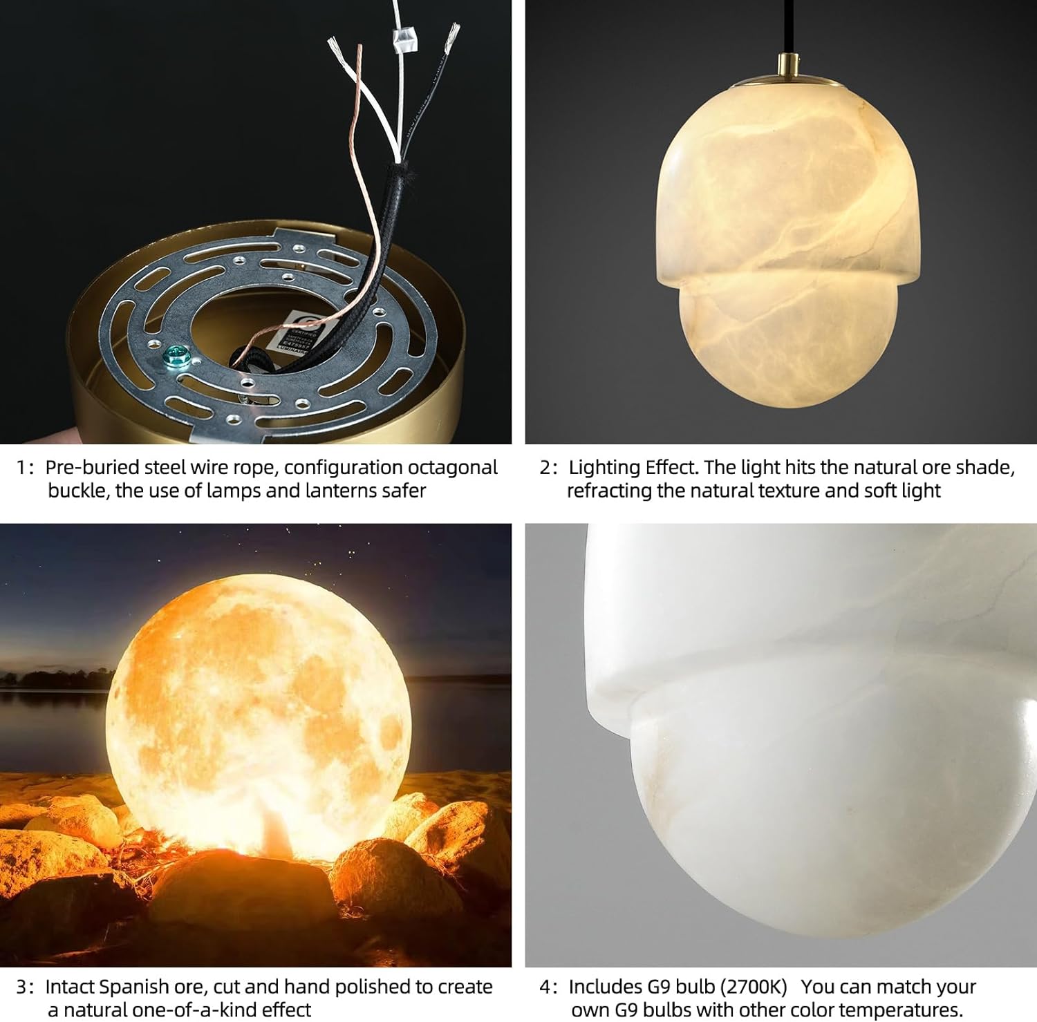 Capsule/Bilayer/Raindrop Type Alabaster Marble Modern Pendant for All Scene-Fullstarlighting