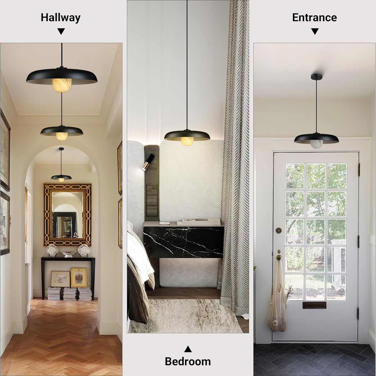 Alabaster Marble Black Lampshade Pendant Lights for All Rooms-Fullstarlighting