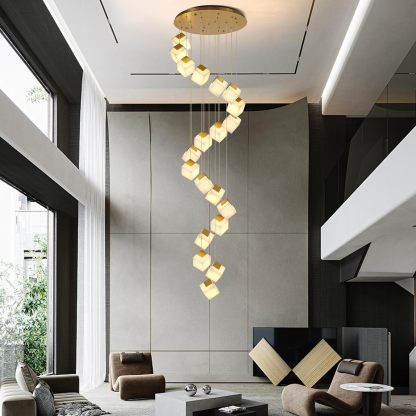 Square Cube Alabaster Pendant Lights-Fullstarlighting