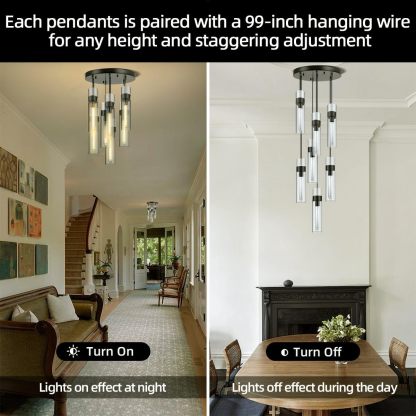 Glass Tube Brass Pendant Lights 1 Light/7 Lights-Fullstarlighting