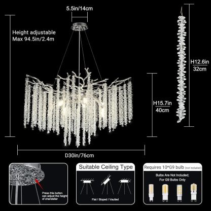 Silver Snow Tree Branches Chandelier for All Rooms 30''-Fullstarlighting