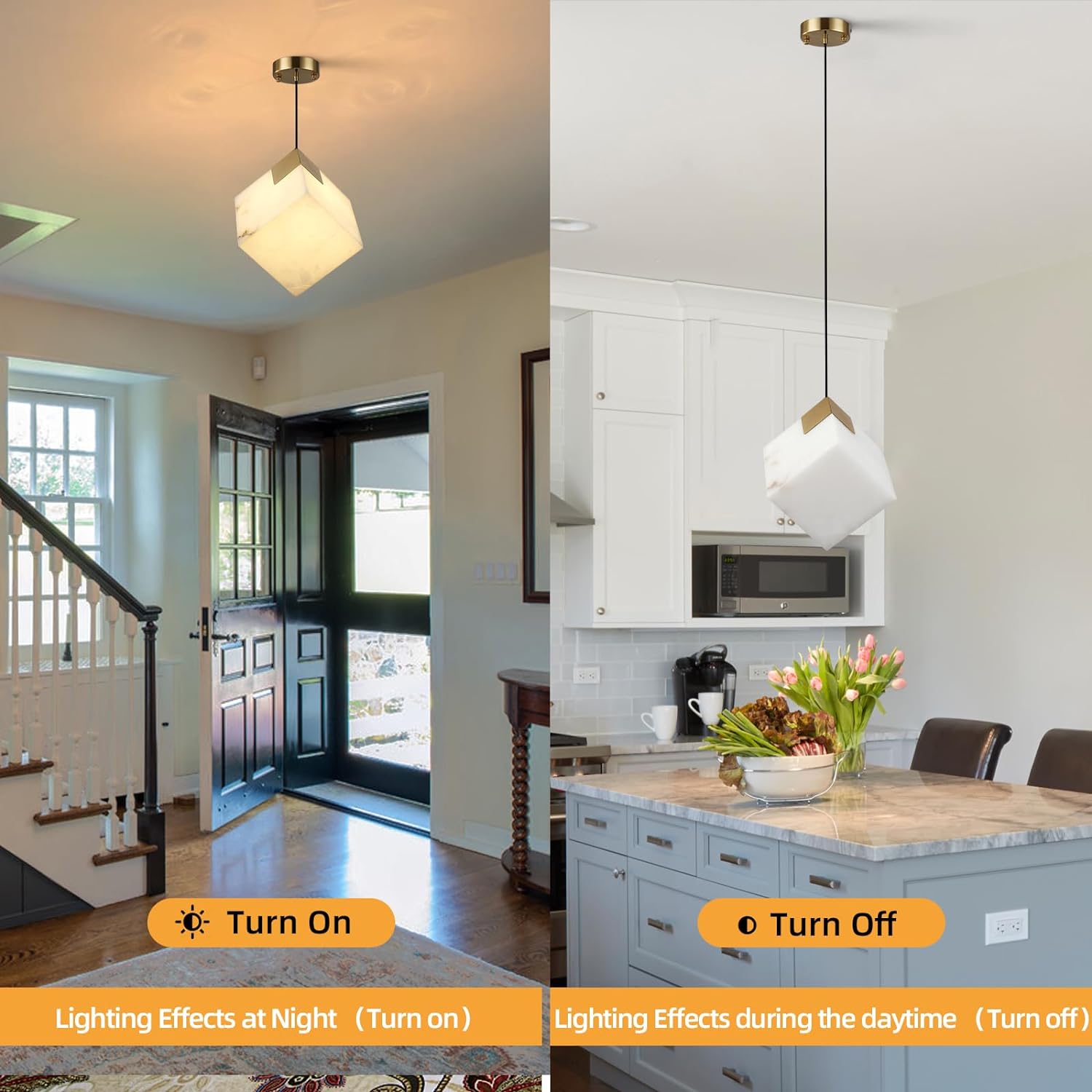 Square Cube Alabaster Pendant Lights-Fullstarlighting