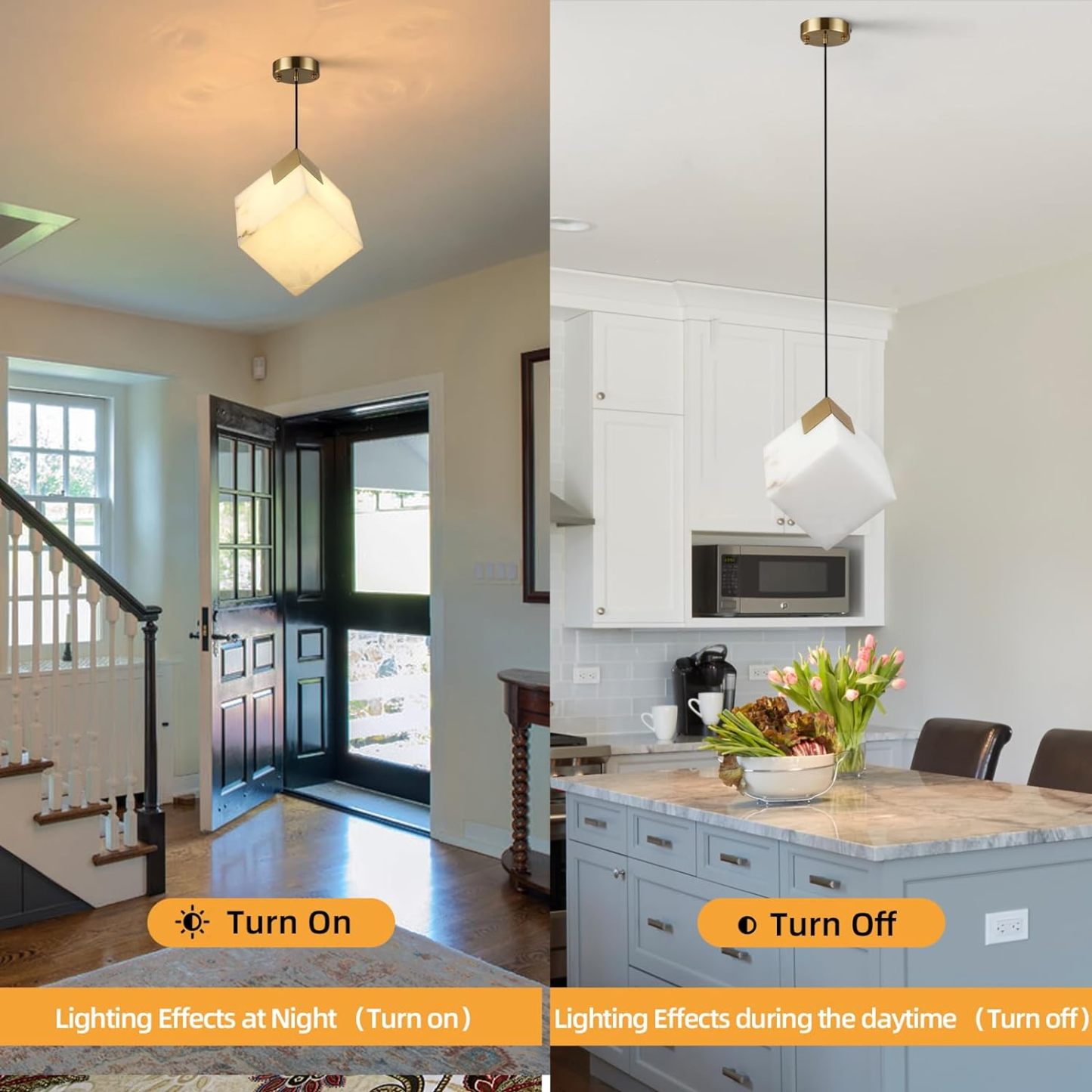 Square Cube Alabaster Pendant Lights-Fullstarlighting