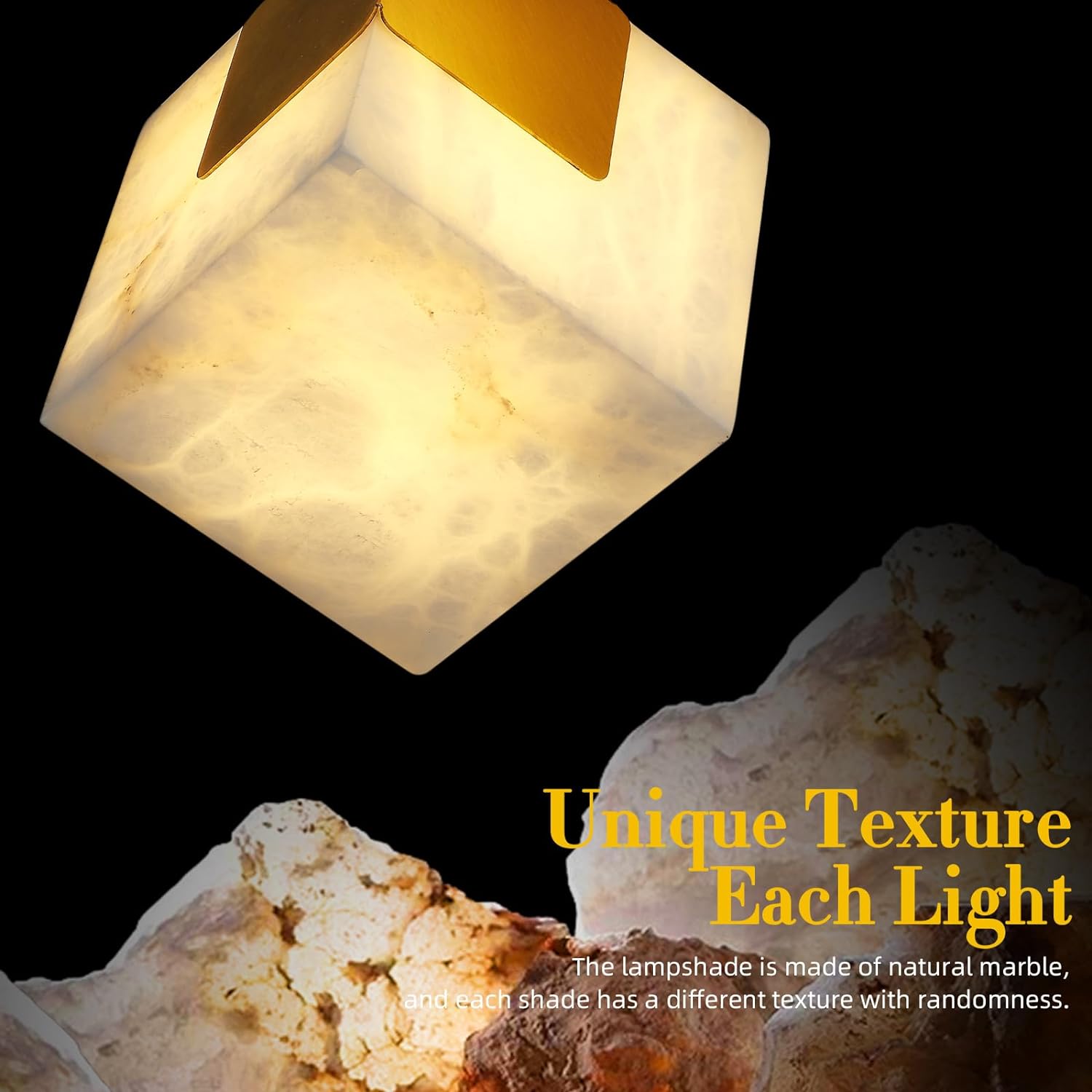 Square Cube Alabaster Pendant Lights-Fullstarlighting
