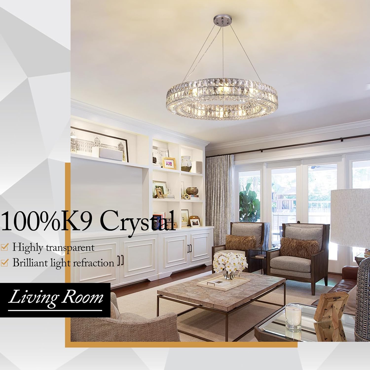 K9 Crystal Round/Rectangular Chandelier 32" 61"-Fullstarlighting