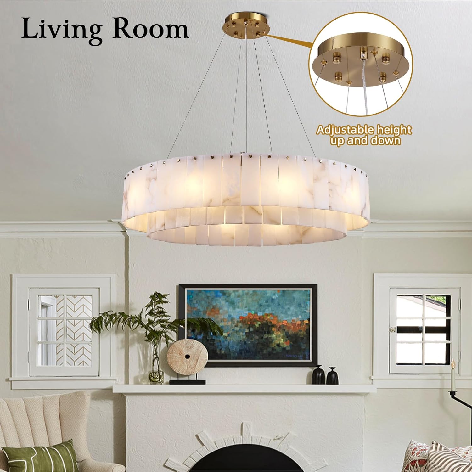 Sawyer Alabaster Round/Rectangle Chandelier-Fullstarlighting