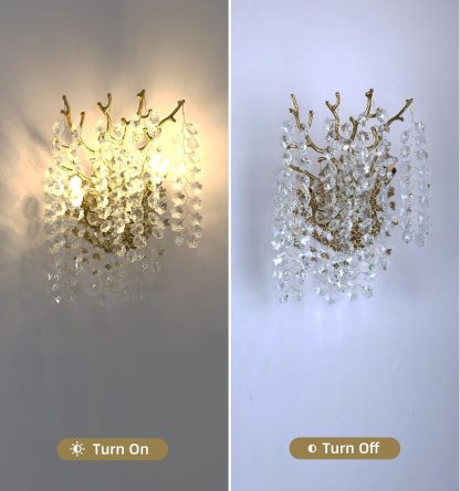 Snow Tree Branch Crystal Gold/Silver Wall Sconce-Fullstarlighting