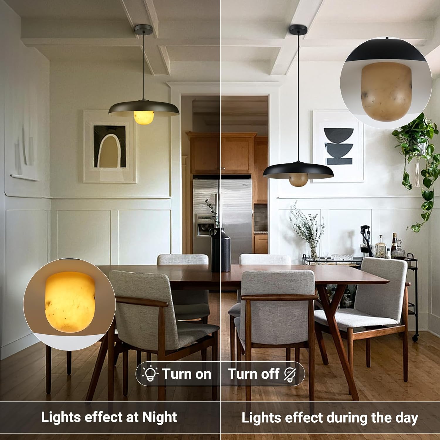 Alabaster Marble Black Lampshade Pendant Lights for All Rooms-Fullstarlighting