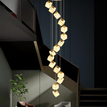 Square Cube Alabaster Pendant Lights-Fullstarlighting