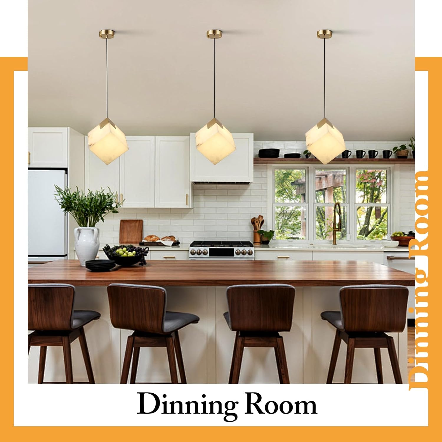Square Cube Alabaster Pendant Lights-Fullstarlighting