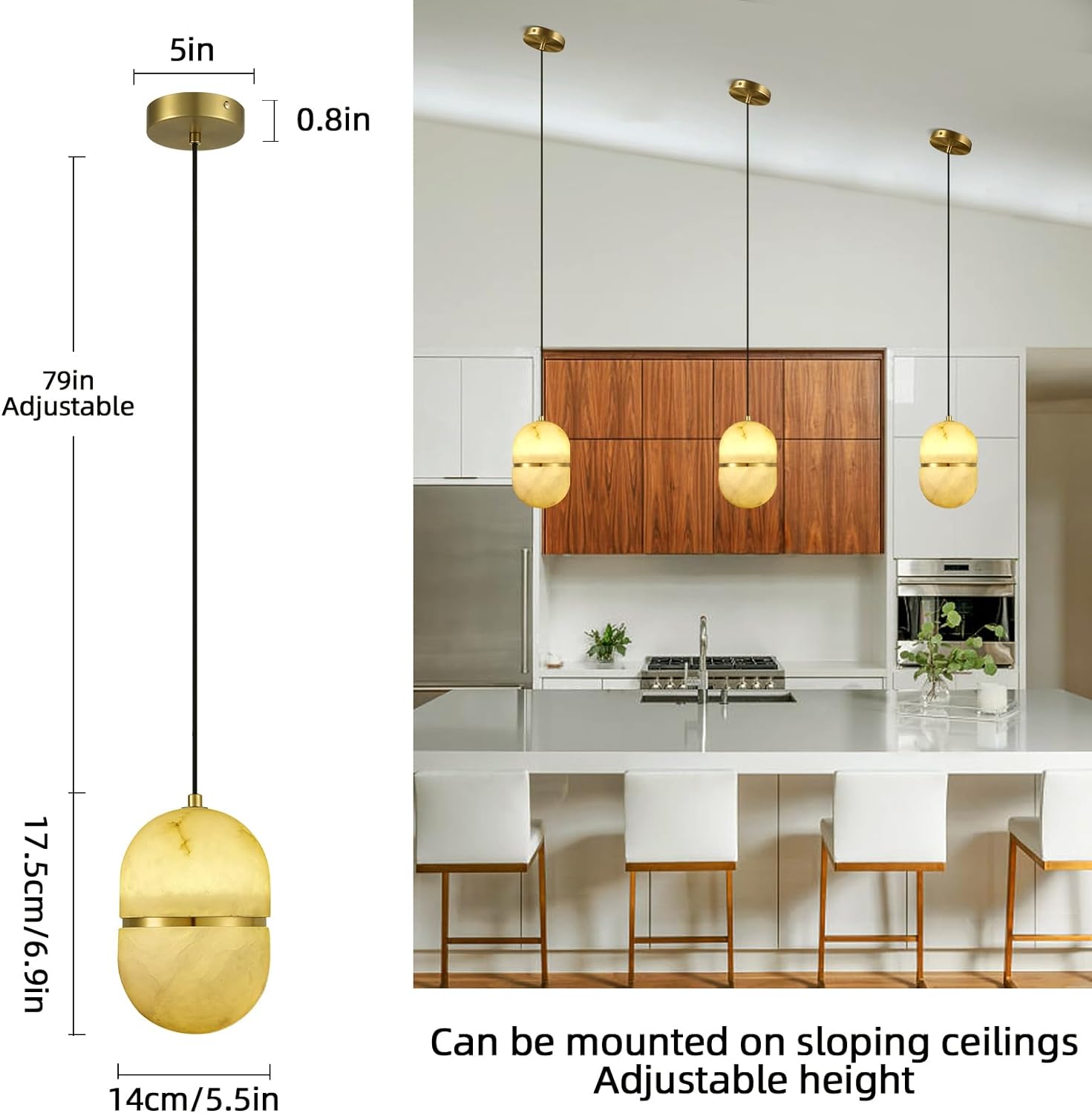 Capsule/Bilayer/Raindrop Type Alabaster Marble Modern Pendant for All Scene-Fullstarlighting