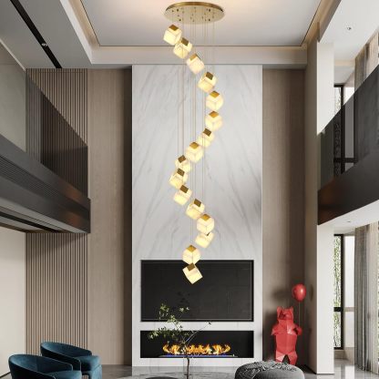 Square Cube Alabaster Pendant Lights-Fullstarlighting