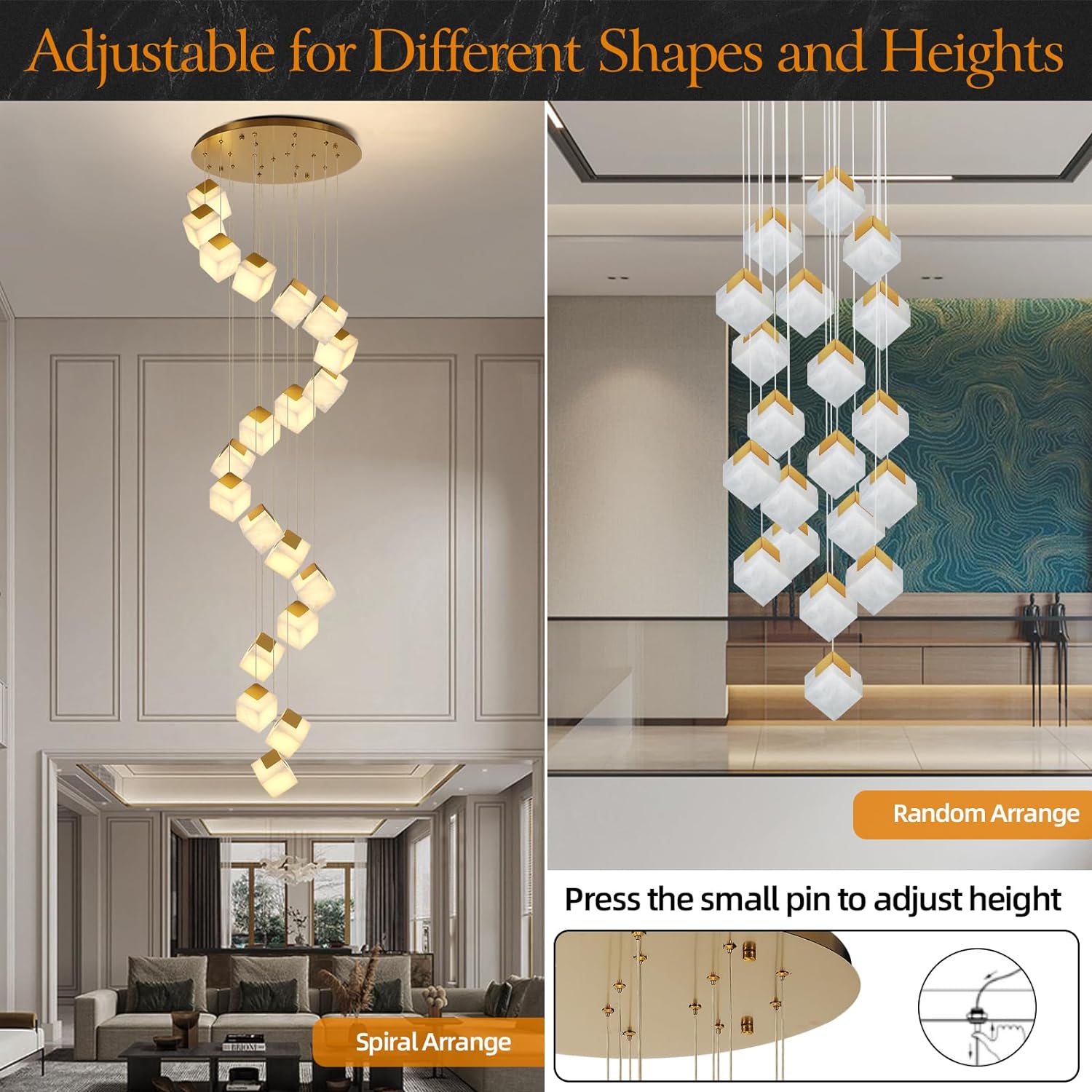 Square Cube Alabaster Pendant Lights-Fullstarlighting