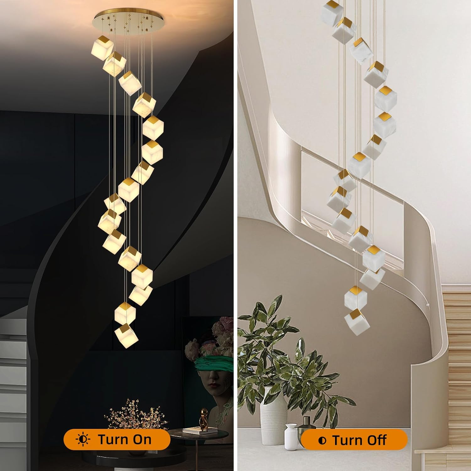 Square Cube Alabaster Pendant Lights-Fullstarlighting