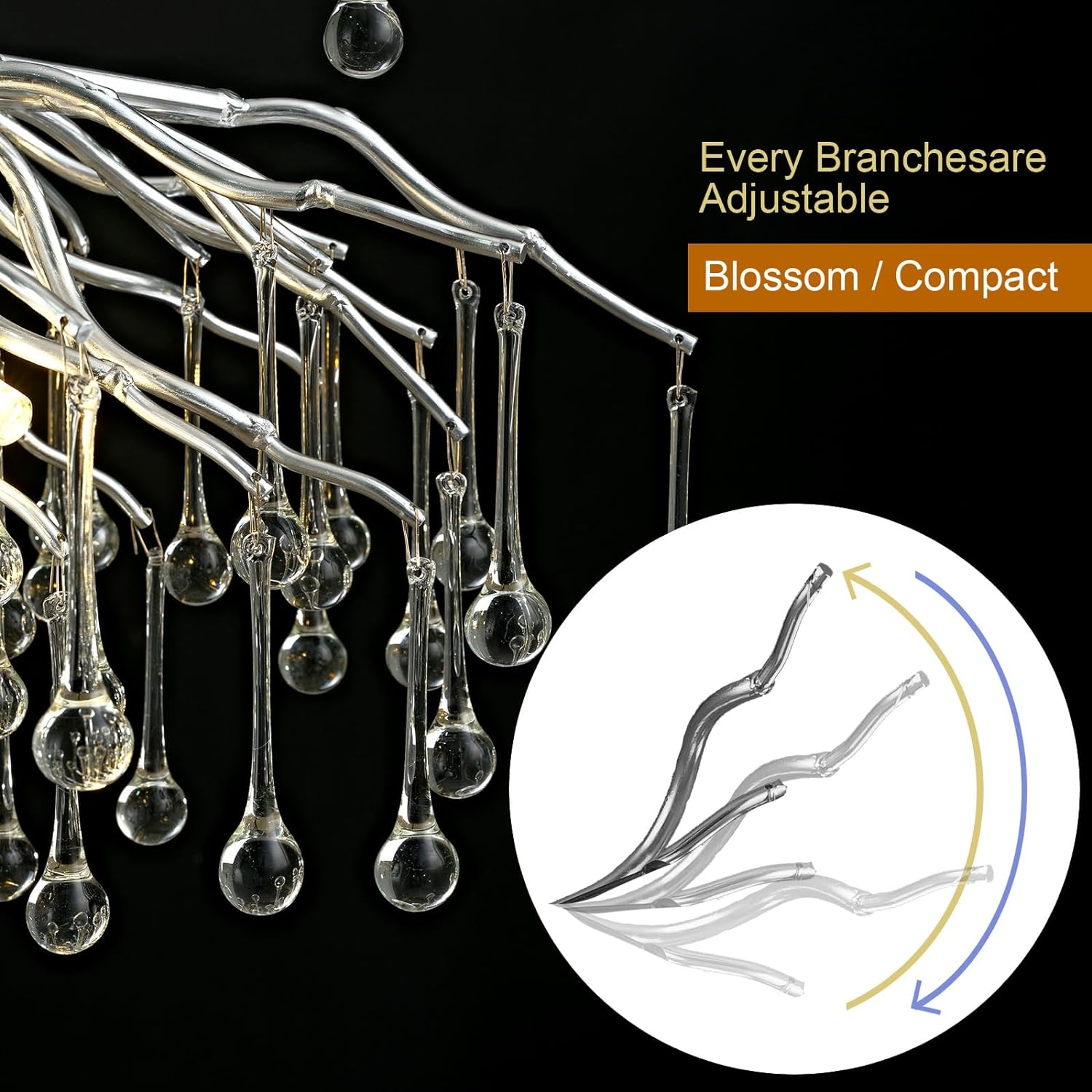 Raindrop Tree Branch Chandelier 23" 47"-Fullstarlighting