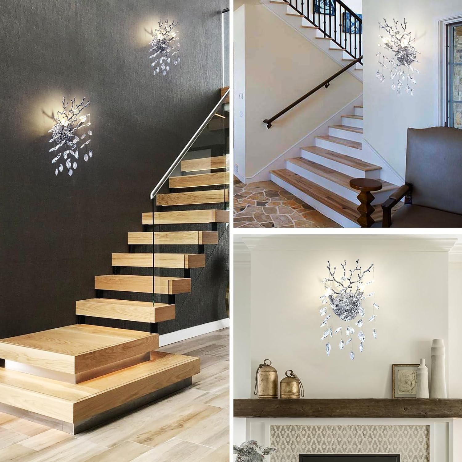 Ice Eye Crystal Gold/Silver Wall Sconce for All Rooms 10"H-Fullstarlighting