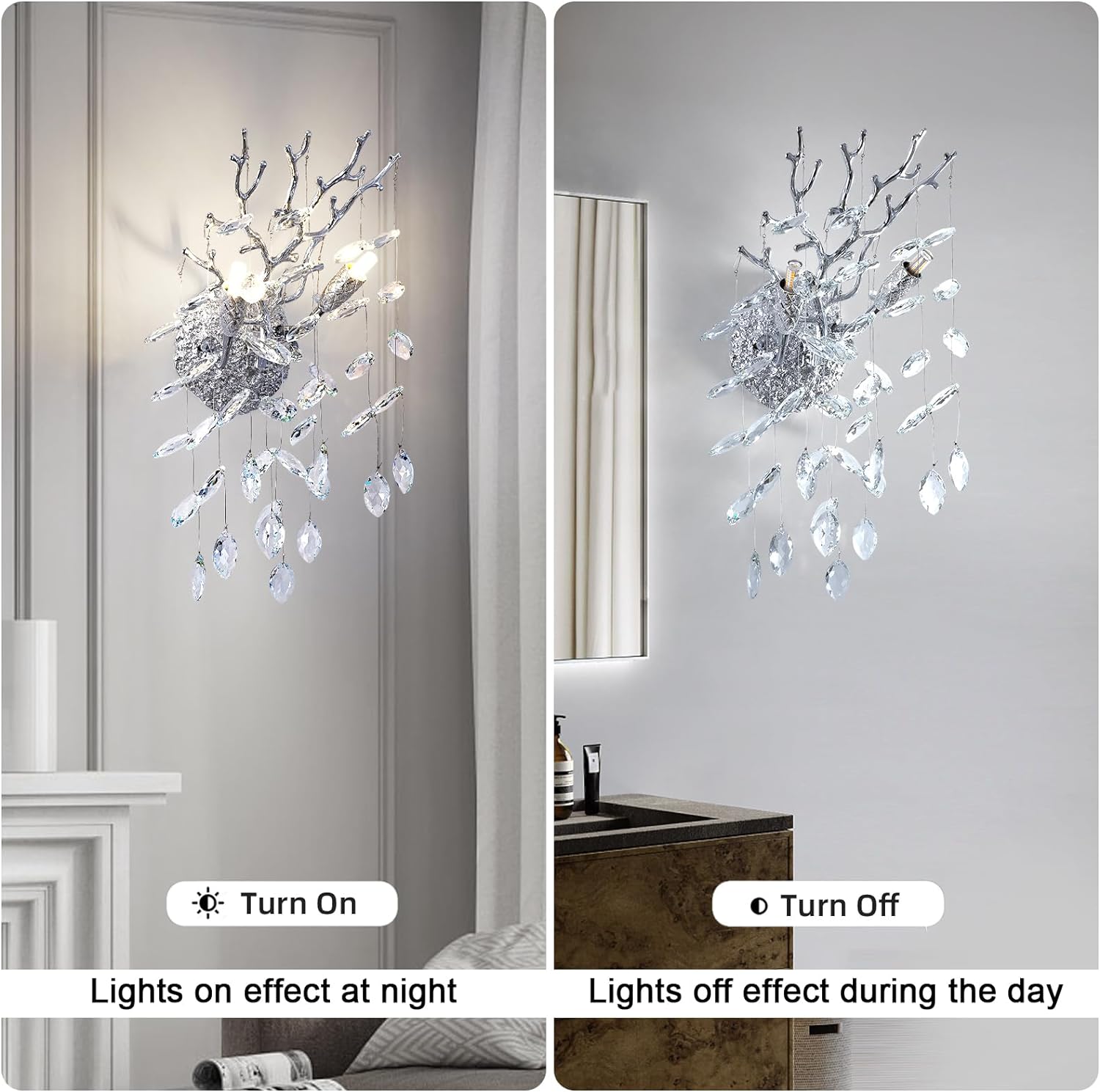 Ice Eye Crystal Gold/Silver Wall Sconce for All Rooms 10"H-Fullstarlighting