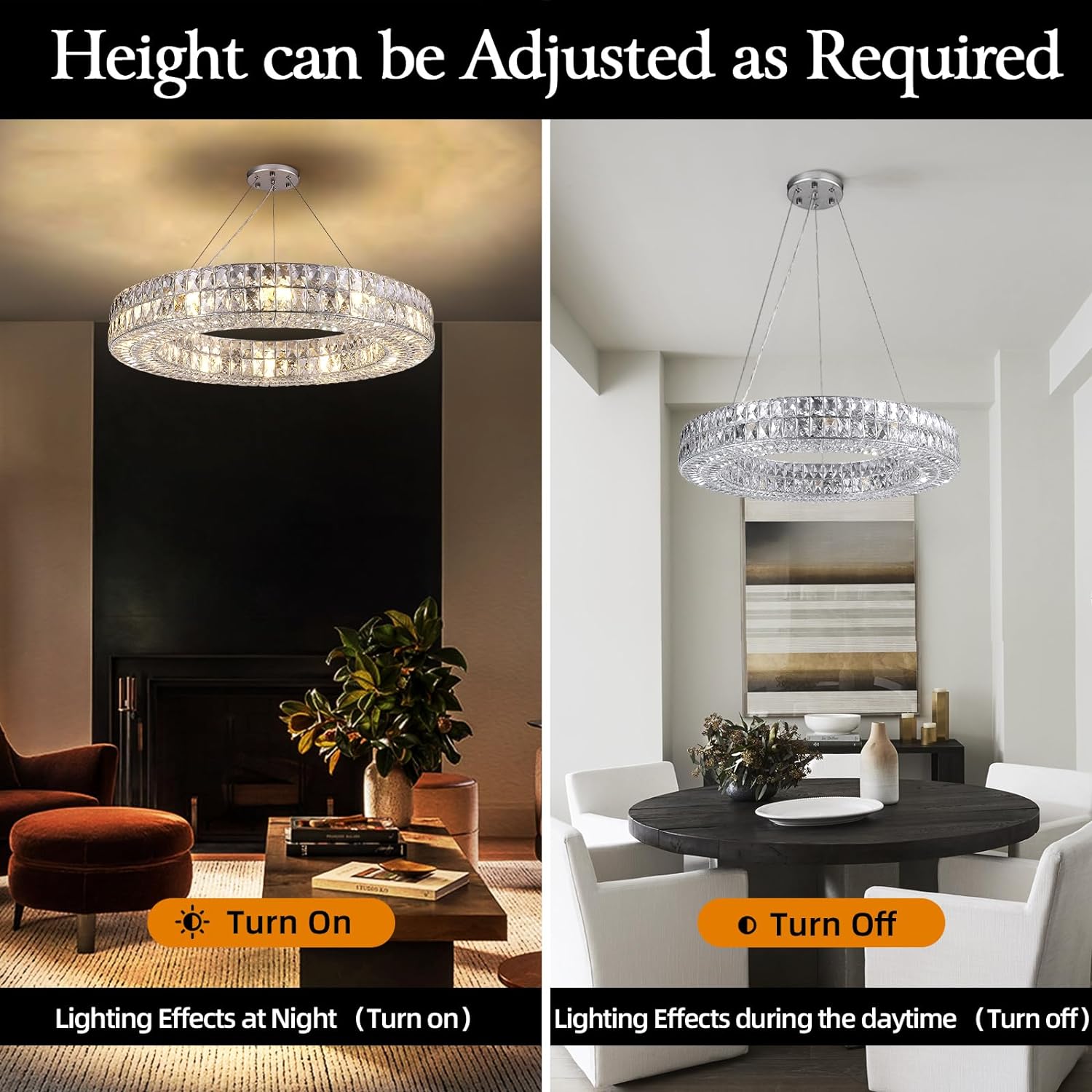 K9 Crystal Round/Rectangular Chandelier 32" 61"-Fullstarlighting