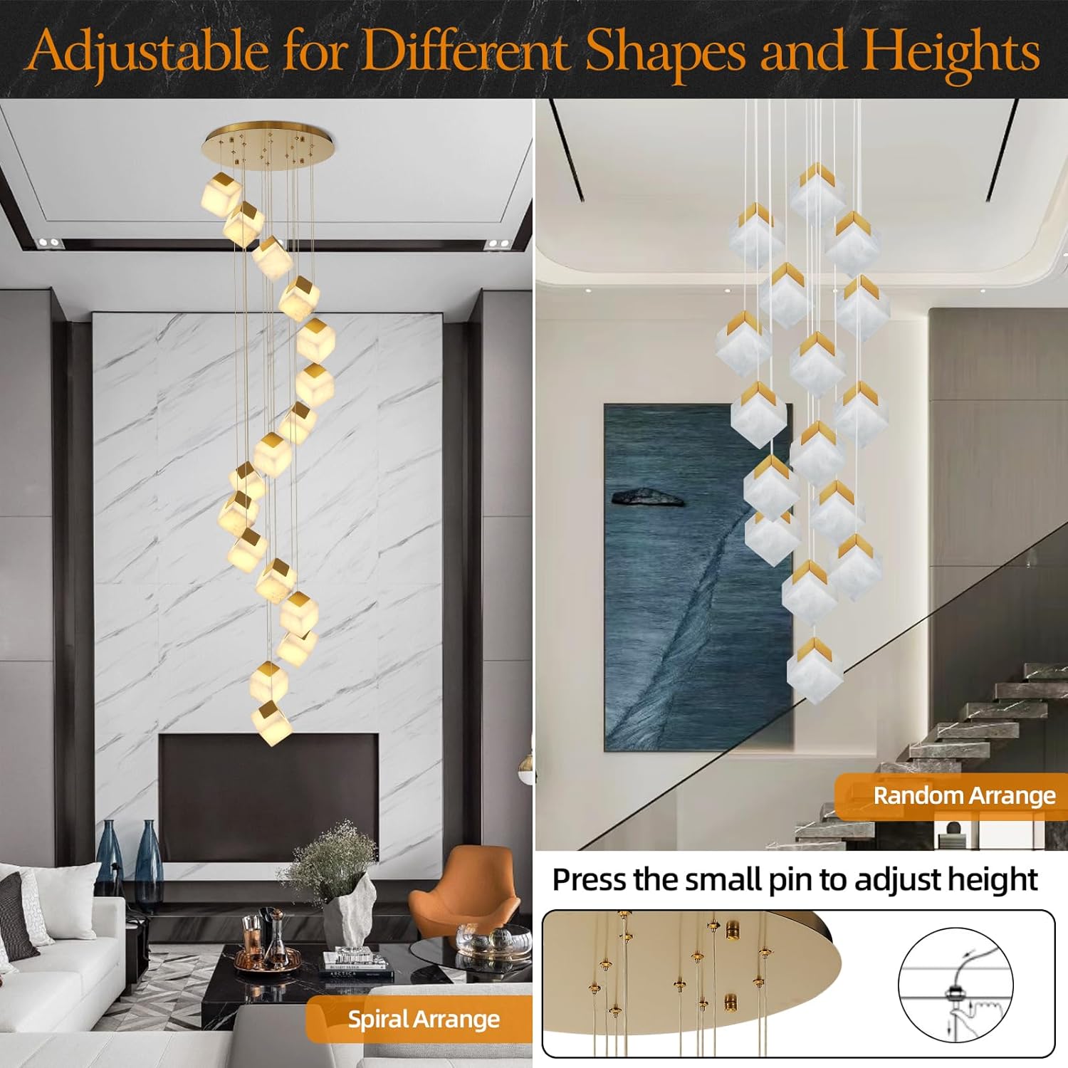 Square Cube Alabaster Pendant Lights-Fullstarlighting
