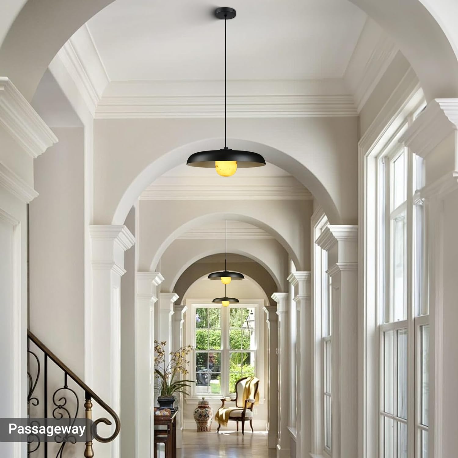 Alabaster Marble Black Lampshade Pendant Lights for All Rooms-Fullstarlighting
