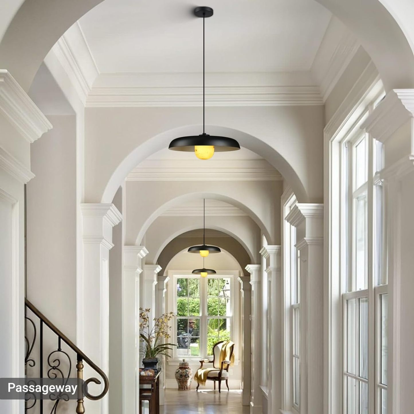 Alabaster Marble Black Lampshade Pendant Lights for All Rooms-Fullstarlighting