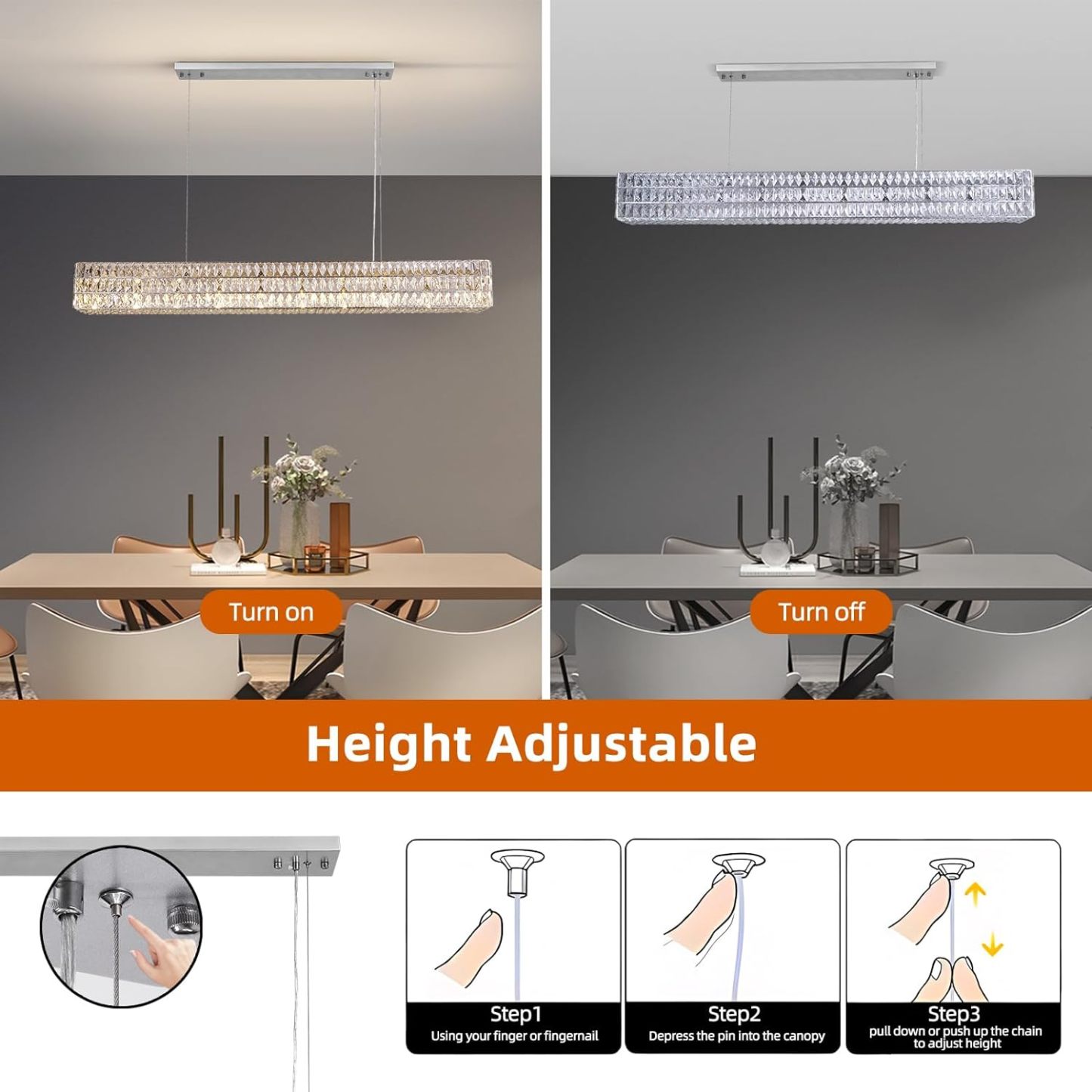 K9 Crystal Round/Rectangular Chandelier 32" 61"-Fullstarlighting
